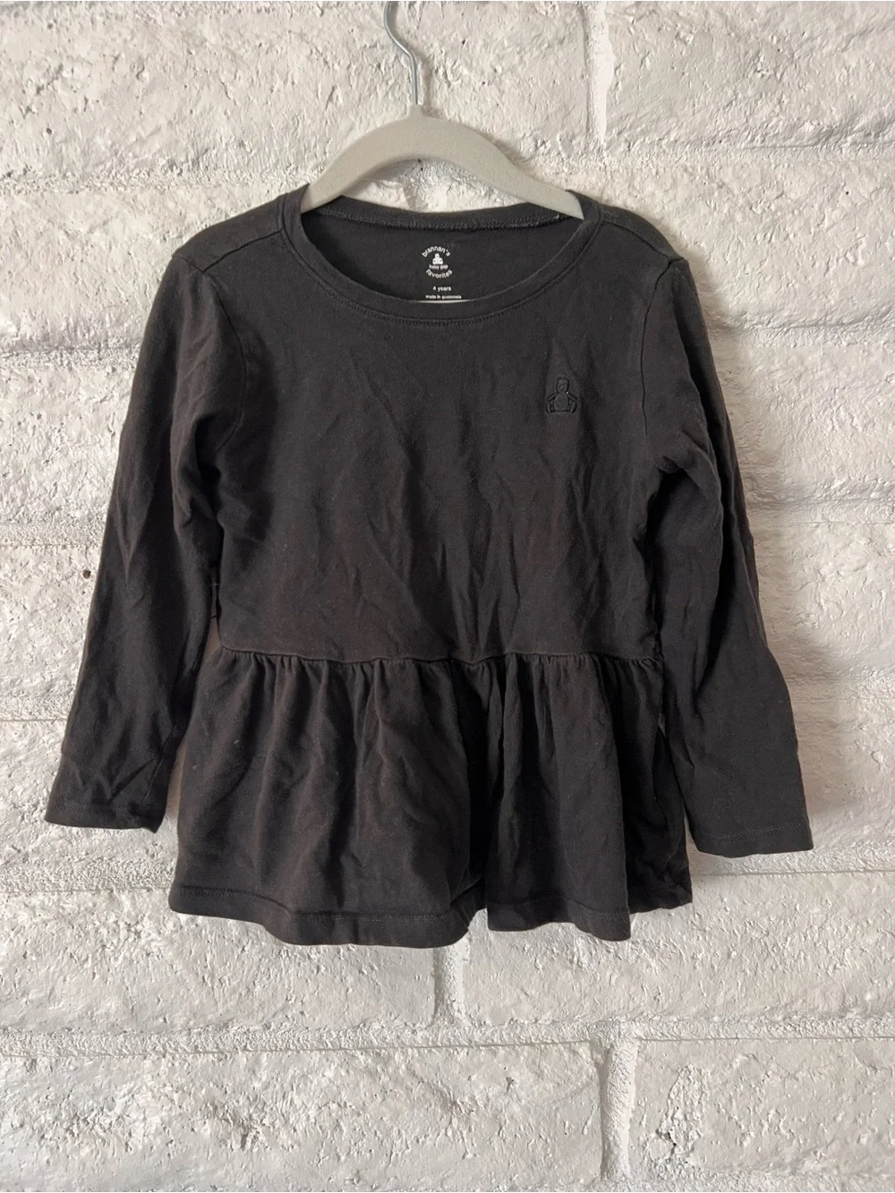 GAP Black Long-Sleeve Peplum Top